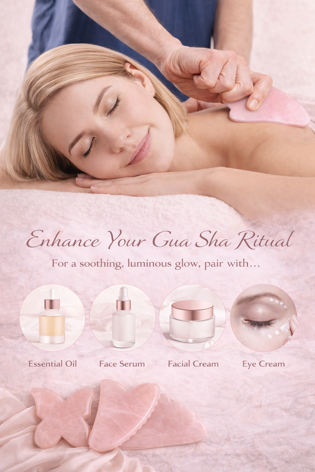 Whole Massage Gua Sha Tools Natural Rose Quartz Massage Stone